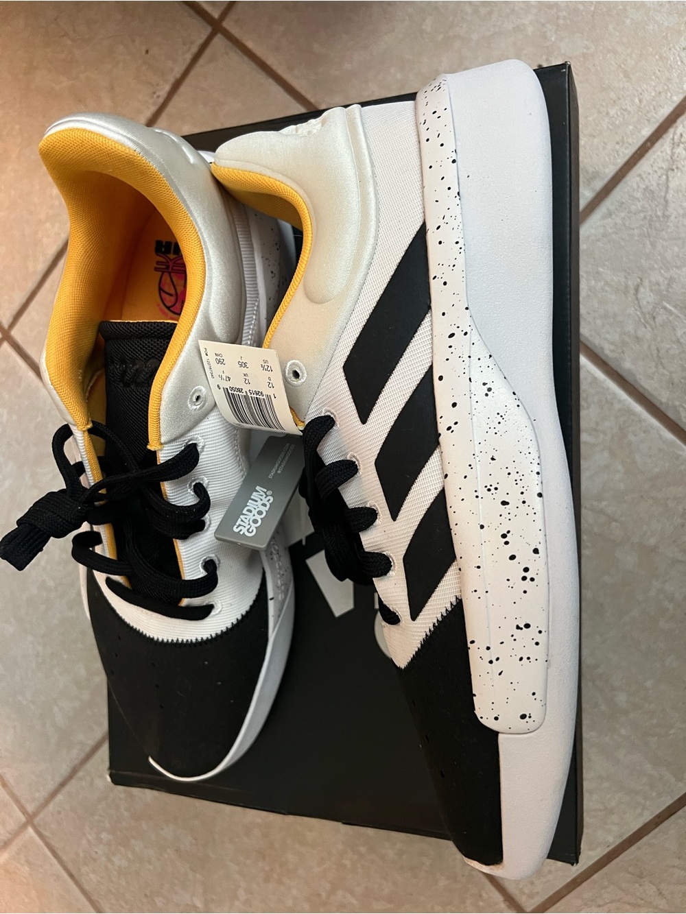 adidas Black White Yellow Low-Top basketball shoes brand new with tags